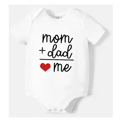 Valentine's Day Family Matching Cotton Tee Letter and Red Heart Print Short-sleeve Top