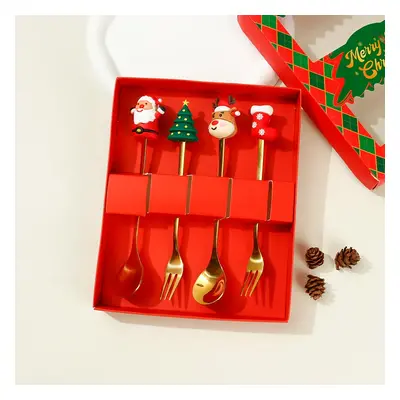 Christmas Cutlery Set of with Spoon and Fork in Gift Box