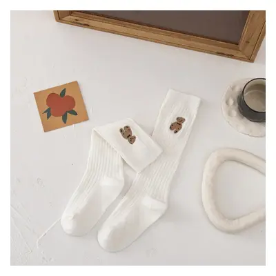 Toddler/Kids Girl Over-the-Knee Socks Featuring Cute Bear Embroidery