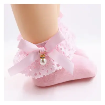 Baby / Toddler Girl Bow Decor Lace Design Pearl Decor Socks