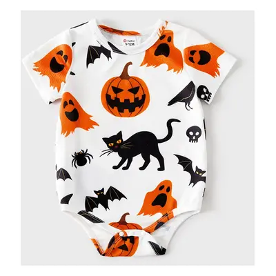 Halloween Family Matching 95% Cotton Short-sleeve Graphic T-shirts Allover Print Drawstring Ruch