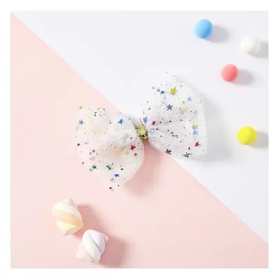 Polka Dots Decor Mesh Bow Hair Clip for Girls