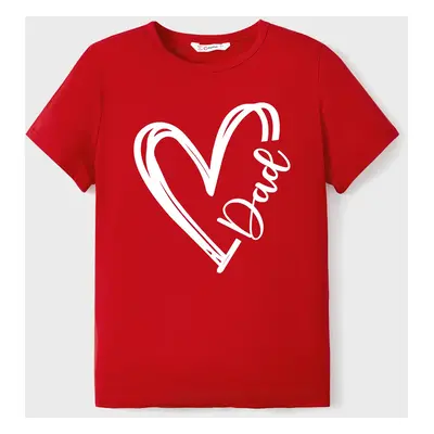 Valentine's Day Heart Pattern Cotton Matching Family Short-sleeve Tops