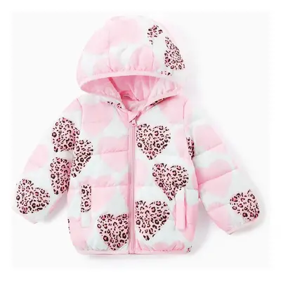 Baby Girl Heart-shaped Print Cotton-Padded Jacket