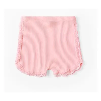 Baby Girl 95% Cotton Ribbed Lace Detail Shorts