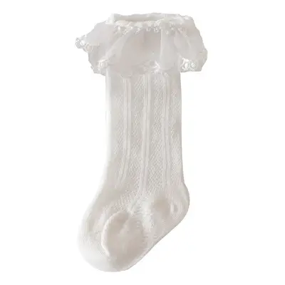 Baby/toddler Princess Lace Mid-Calf Socks with Elastic Flower Border