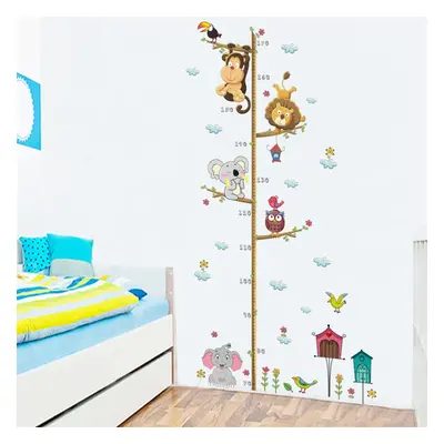 Cartoon Animals Lion Monkey Owl Elephant Height Measure Wall Sticker for Kids Rooms Growth Wall 