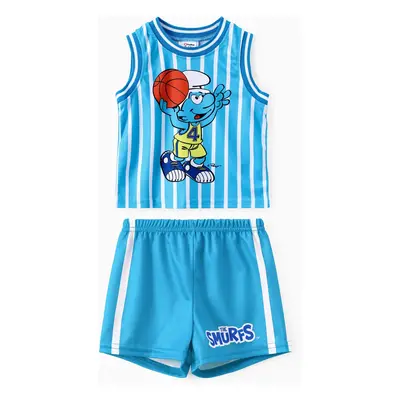 The Smurfs Baby/Toddler Boys 2pc Basketball Character Striped Print Tank Top with Shorts Sporty 