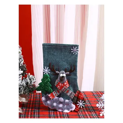 Checkered Christmas Stocking - Decorative Gift Bag for Children with Santa Claus Design, Ideal f