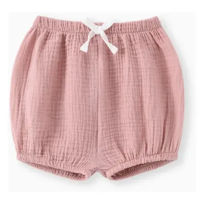 Baby Boy/Girl 100% Cotton Crepe Bow Detail Solid Shorts