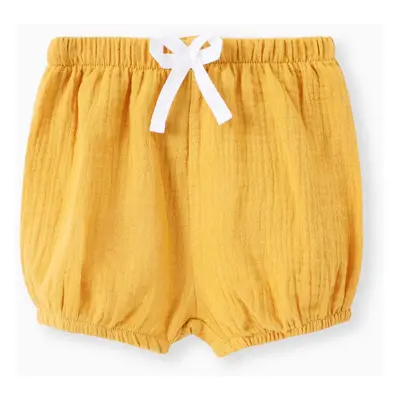 Baby Boy/Girl 100% Cotton Crepe Bow Detail Solid Shorts