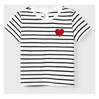 Valentine's Day Family Matching Cotton Stripe Tee Heart-shaped Short-sleeve Tops