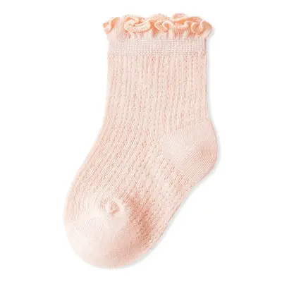 Summer Mesh Baby Socks - Pure Color with Lace Edge, Loose Ankle Design