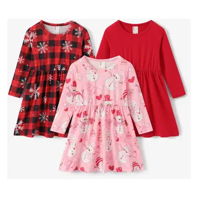 3pcs Toddler/Kid Girl Christmas Childlike Dress