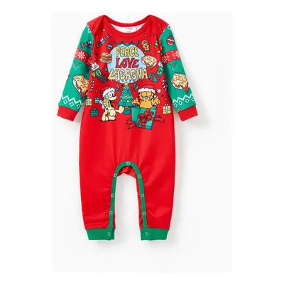 Garfield Family matching 1pc Christmas Food Pattern Colorblock Long-sleeve Sweatshirt/Jumpsuit