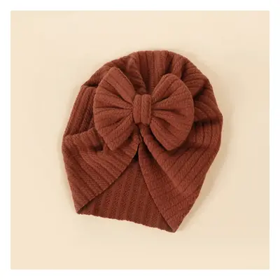 Baby Knitted striped fabric bow beanie hair hat