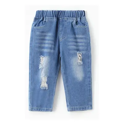 Baby Boy/Girl Basic Solid Color Hole Design Denim Jean