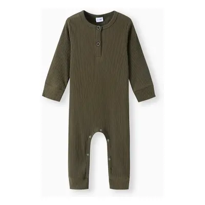 Baby Boy/Girl Cotton Ribbed Button Up Jumpsuit