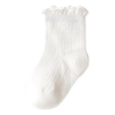 Summer Mesh Baby Socks - Pure Color with Lace Edge, Loose Ankle Design