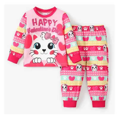 Valentine's Day Baby/Toddler Girl 2pcs Childlike Flame Resistant Pajamas Set