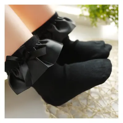 Baby / Toddler Girl Bow Decor Silk Design Stretchy Solid Socks