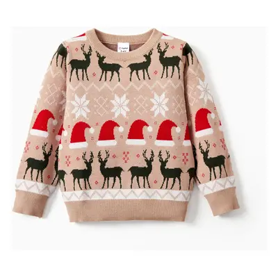 Christmas Sweater for Family Reindeer Clothes Long Sleeves Tops