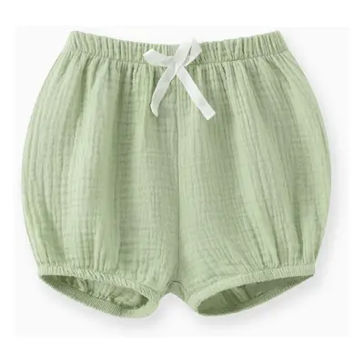 Baby Boy/Girl 100% Cotton Crepe Bow Detail Solid Shorts