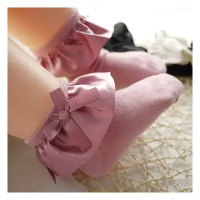 Baby / Toddler Girl Bow Decor Silk Design Stretchy Solid Socks