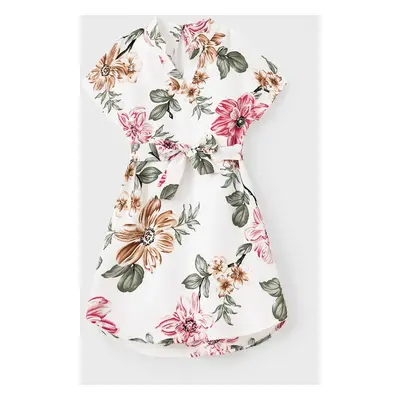 Family Matching Floral Dress with Belted Design - Casual Asymmetrical Hemline