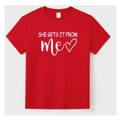 Valentine's Day Mommy and Me Cotton Letter Print Short-sleeve Tops