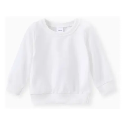 Baby Boy/Girl Solid/Striped Crewneck Long-sleeve Pullover Sweatshirt