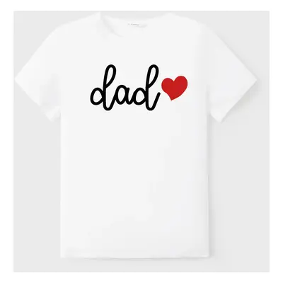 Valentine's Day Family Matching Cotton Tee Letter and Red Heart Print Short-sleeve Top