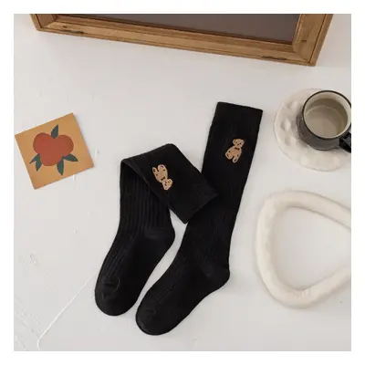 Toddler/Kids Girl Over-the-Knee Socks Featuring Cute Bear Embroidery