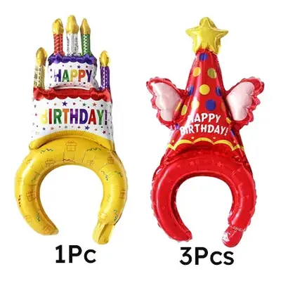 Set of Aluminum Foil Balloon Headbands for Birthday Parties and Events