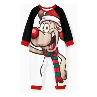 Christmas Pajamas Outfits Matching for Family Raglan Sleeves Quirky Reindeer Graphic Plaid Pants