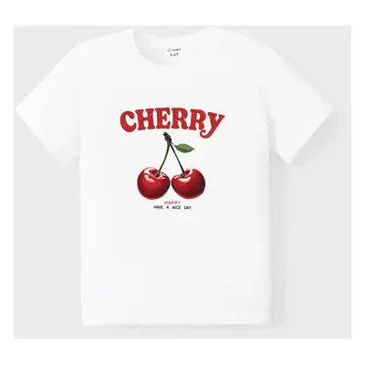 Valentine's Day Cherry Print Cotton Short-sleeve Top