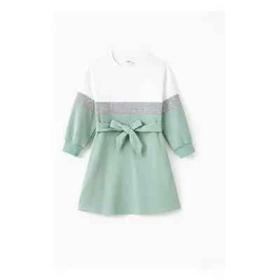 Green Family Matching Sets Long Sleeves Sweater or Belted Dress