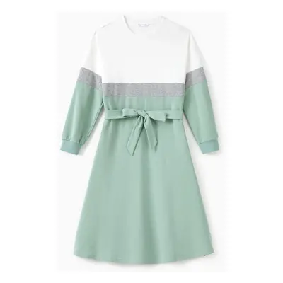 Green Family Matching Sets Long Sleeves Sweater or Belted Dress