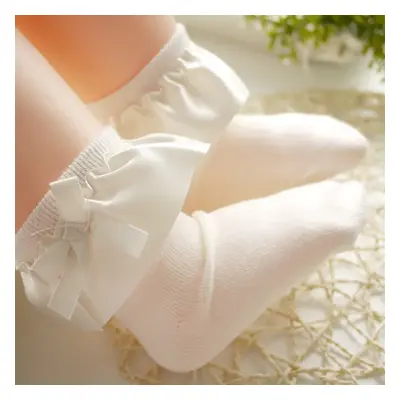 Baby / Toddler Girl Bow Decor Silk Design Stretchy Solid Socks