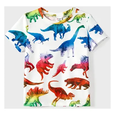 Family Matching Dinosaur Print Belted Cami Dresses and Short-sleeve T-shirts Sets