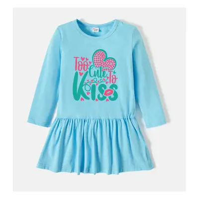 Valentine's Day Toddler/Kid Girl Cotton Letter Print Dress