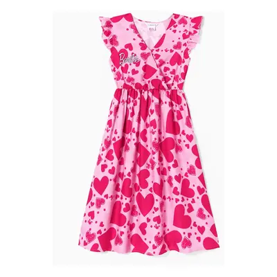 Barbie Mommy and Me Letter and Heart Allover Print Dress