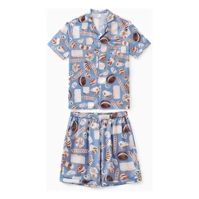 Family Matching Bread Print Short-sleeve Couple Pajama Set