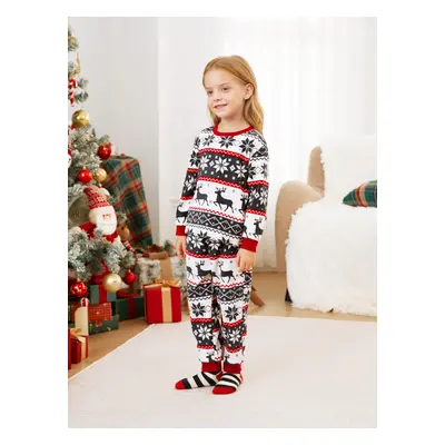 Christmas Family Matching Reindeer & Snowflake All-over Print Long-sleeve Fleece Pajamas Sets