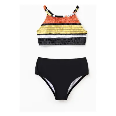 Family Matching Striped Swim Trunks or Halter two-piece Swimsuit