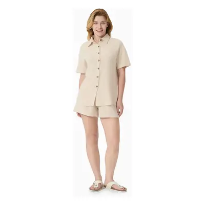 Family Matching Solid Color Lapel Top and Shorts Set