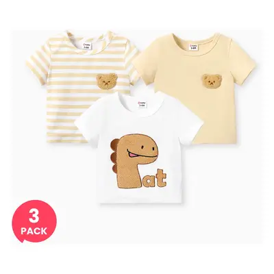 3-Pack Baby Boy/Girl Dinosaur & Bear T-shirts