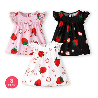 3-Pack Baby Girl Sweet Strawberry Print Dress