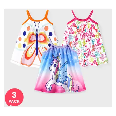 3-Pack Baby Girl Sweet Butterfly & Unicorn Dress