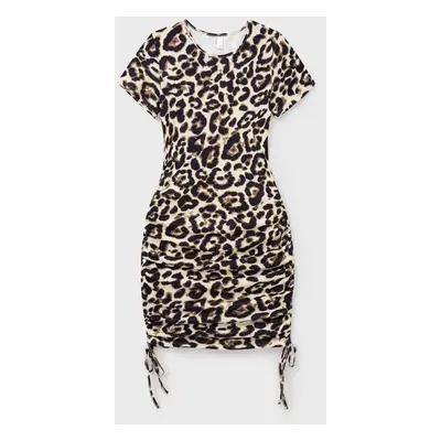 Family Matching Colorblock Short-sleeve Top and Leopard Body-con Dress